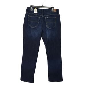 NWT Lee Dark Wash Blue Denim Straight Leg Jeans Women's Short 12
